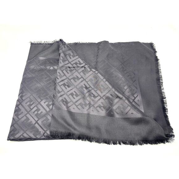 FENDI FF Zucca Monogram Shawl Wrap Scarf Silk/Wool NWT - Picture 4 of 8